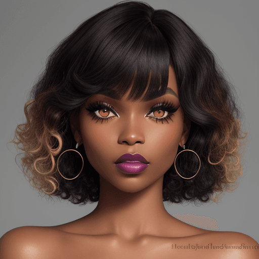 AI generated: photo of a gorgeous black woman, eyeshadow, lipstick, mascara, long_eyelashes, smoky makeup, (best m...
