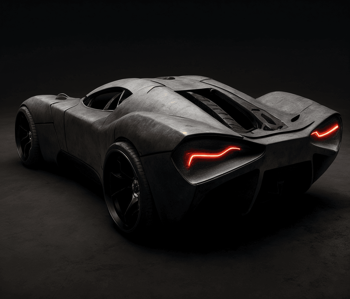 AI generated: dystopian style (glowing nepenthes inspired sport car in shape of nepenthes illuminated ), engine . ...