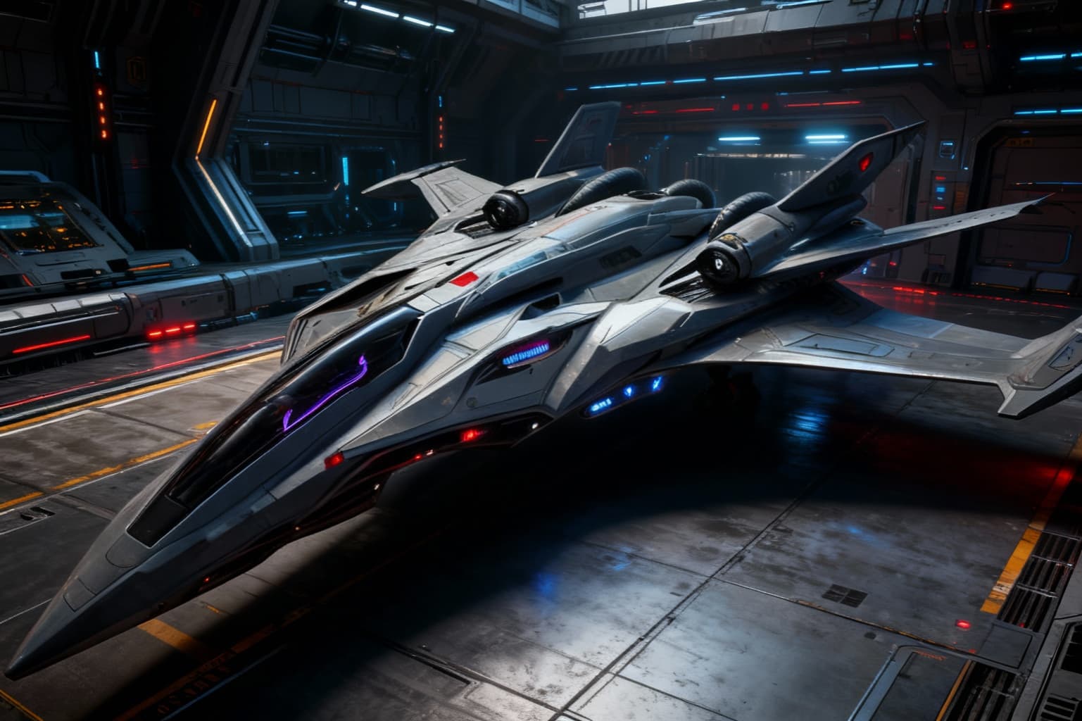 AI generated: Create the basic Sci-Fi star fighter in Unreal Engine 5, Ultra-realistic, intelligent. Do not write ...
