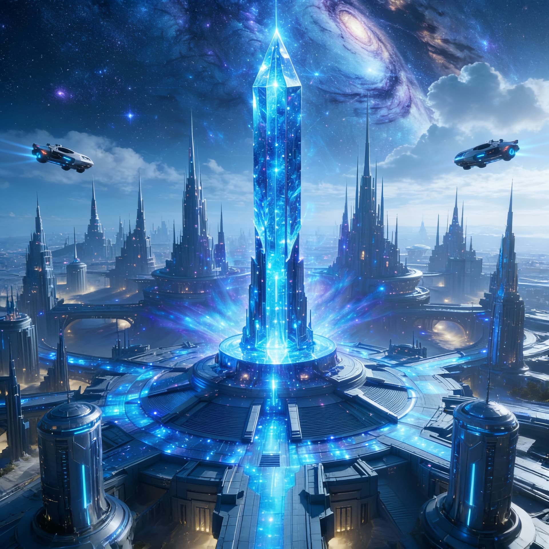 AI generated: Create an Advanced AI Futuristic Mega City. A Massive scaled city with artificial skies. It is the c...