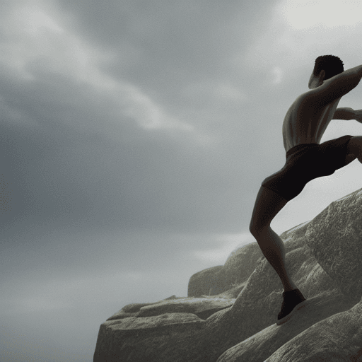 AI generated: ultra realistic Photo of a person balanced on a Razor's edge, dramatic light, cinematic lighting, tr...