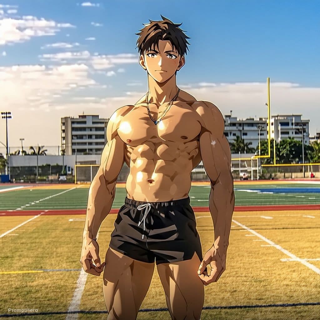 AI generated: 18 year old athletic build anime babe