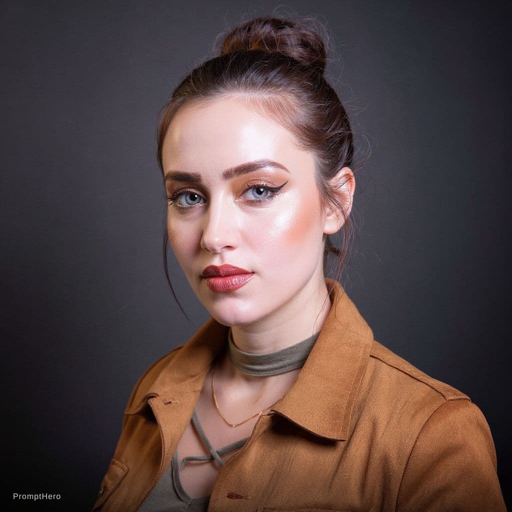 AI generated: {
  "subject_and_concept": {
    "exact_subject": "High-fashion portrait of a young woman.",
    "ex...