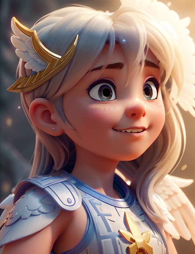 AI generated: angelic warrior::4 hyper-realistic ::5 detailed character expressions :: 3 Ultra-detailed Quality 3D...
