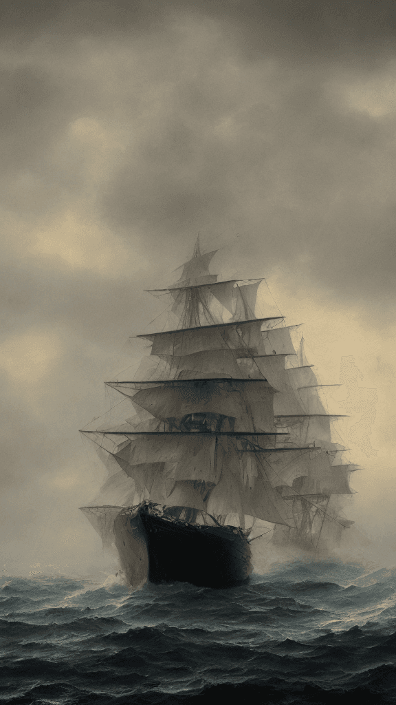 AI generated: ship, sea, rain