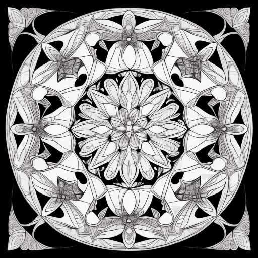 AI generated: coloring book page : highly detailed symmetrical mandala intricate --v 4