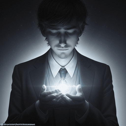 AI generated: MAN WHO IS A GENIUS BUT MYSTERIOUS, FULL OF LIGHT FROM BEHIND, HE IS SPIRITUAL AND A GENIUS CHOSEN T...