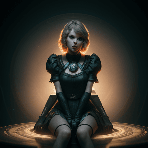 AI generated: Portrait of Taylor Swift sitting on the face of a fan 8k, VFX, octane render, unreal engine 5, Diffr...