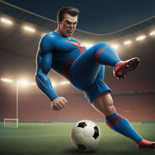 AI generated: Photorealistic superheroes play soccer funny