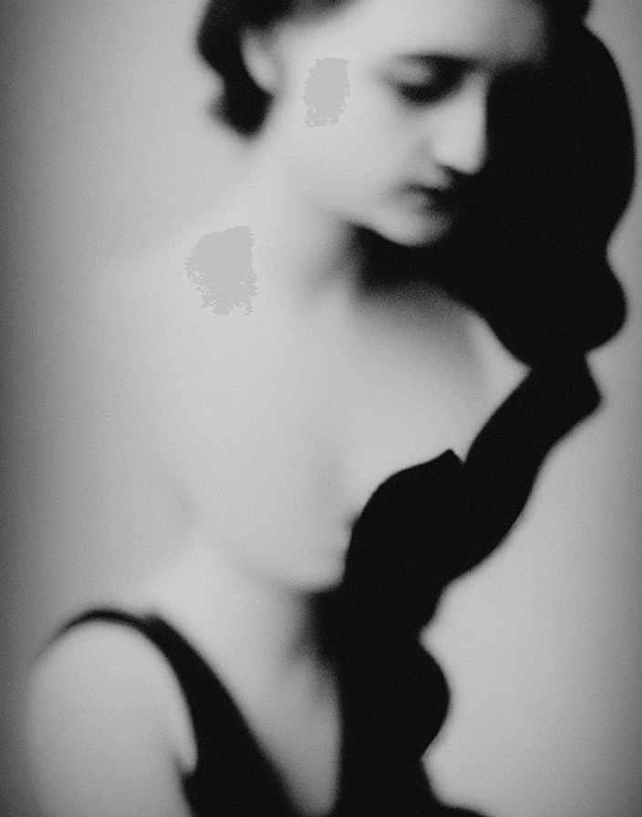 AI generated: photography of half a bust woman in black and white