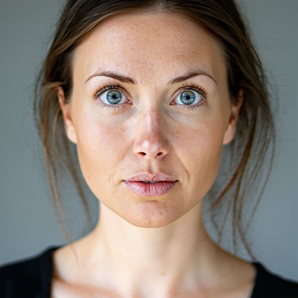 AI generated: A real photograph of  Norwegian Female with a square face shape. She has deep-set almond eyes that h...