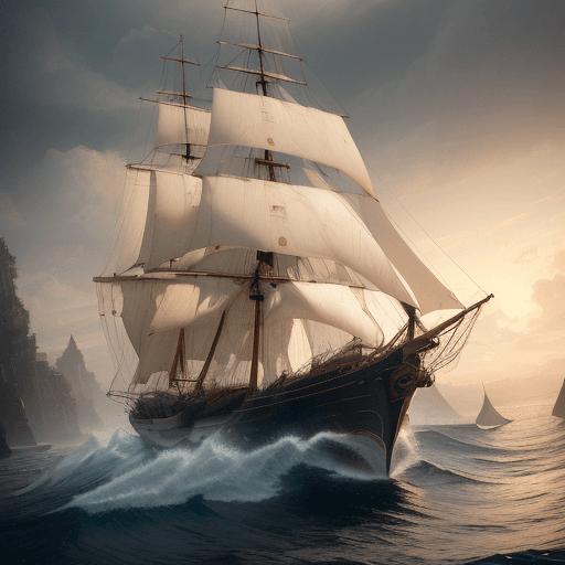 AI generated: Photo of a ultra realistic sailing ship, dramatic light, pale sunrise, cinematic lighting, battered,...