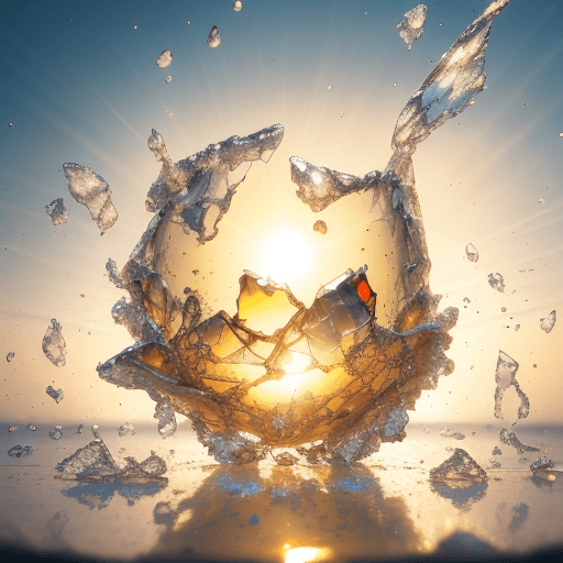 AI generated: best quality, 4k, highres, masterpiece, ultra-detailed, realistic, , fragments broken glass floating...