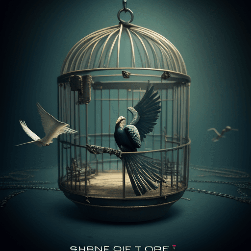 AI generated: She's like a bird in a cage with no place to fly, dystopian --s 750