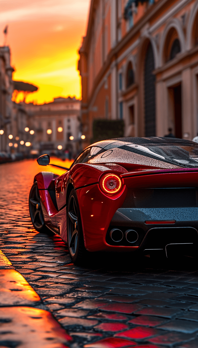 AI generated: photo of a Ferrari LaFerrari in Rome, sunrise, shot on a Sony Mirrorless camera, DSLR, 85mm lens f/4...