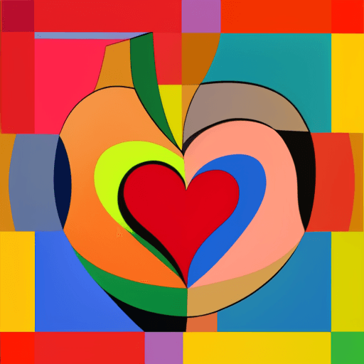 AI generated: heart, pablo picasso, cubism, vibrant colors --ar 1:1 --stylize 750 --v 5.2