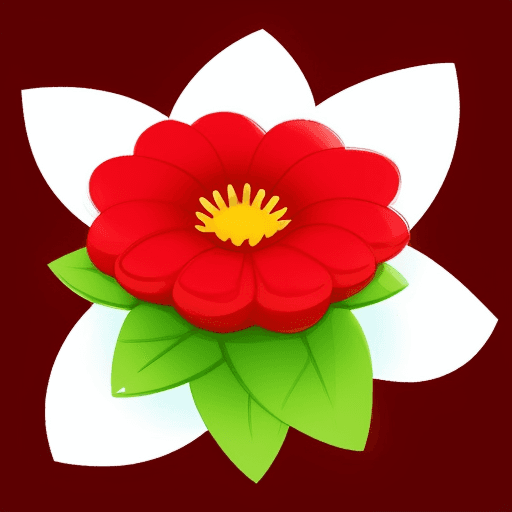 AI generated:  crear una flor estilo comics de y hojas, borde color rojo y relleno blanco
