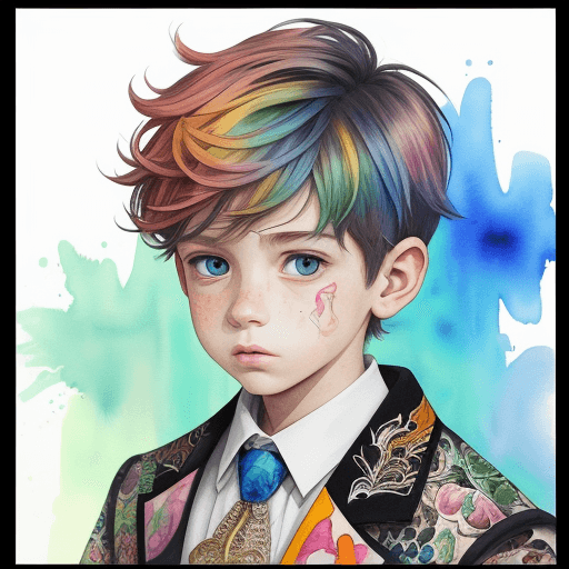 AI generated: Boy
 in watercolor style, very colorful, insanely detailed and intricate, hypermaximalist, elegant, ...