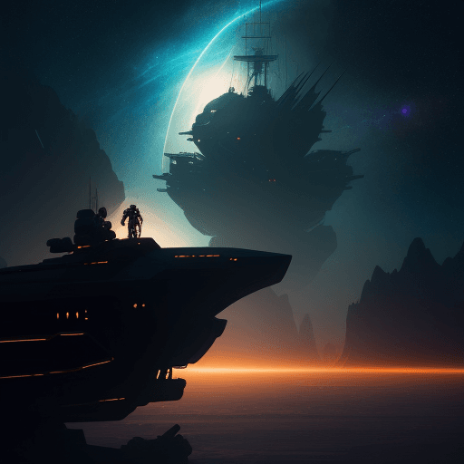 AI generated: best quality, cinematic, futuristic, a space pirate hunting for treasure, travelling through cosmos,...