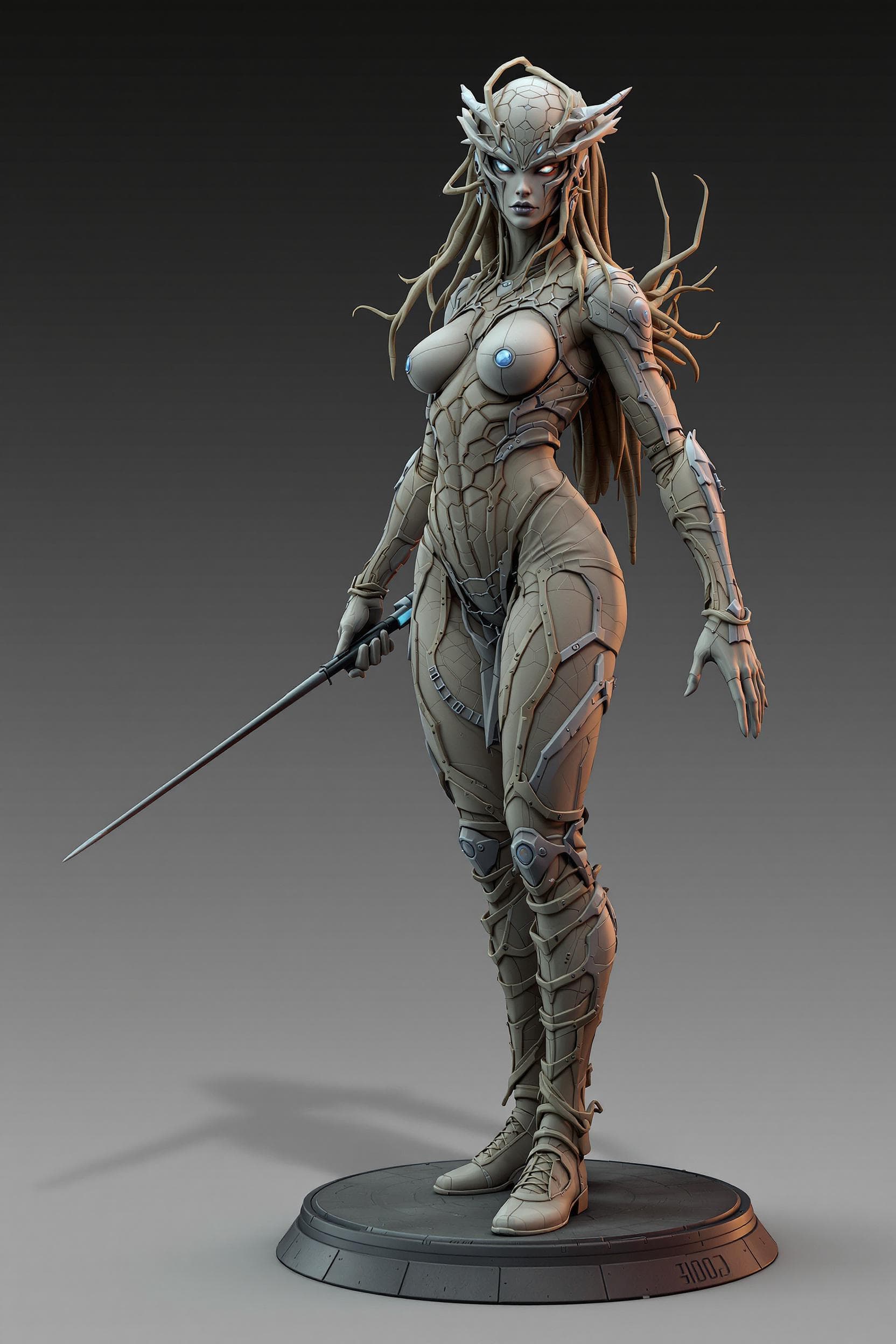AI generated: Rendu 3D d'une femme extraterrestre