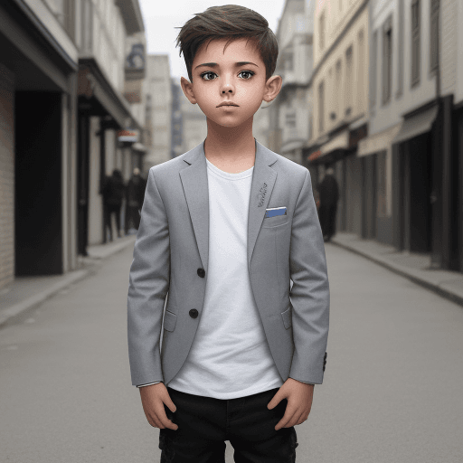 AI generated: Image of a boy in dressy street wear