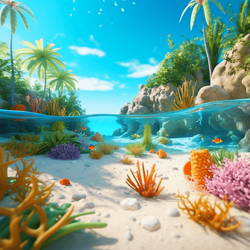AI generated: Pixar 3D rendering of a picturesque beach scene, reminiscent of the animation in "Finding Nemo"
The...