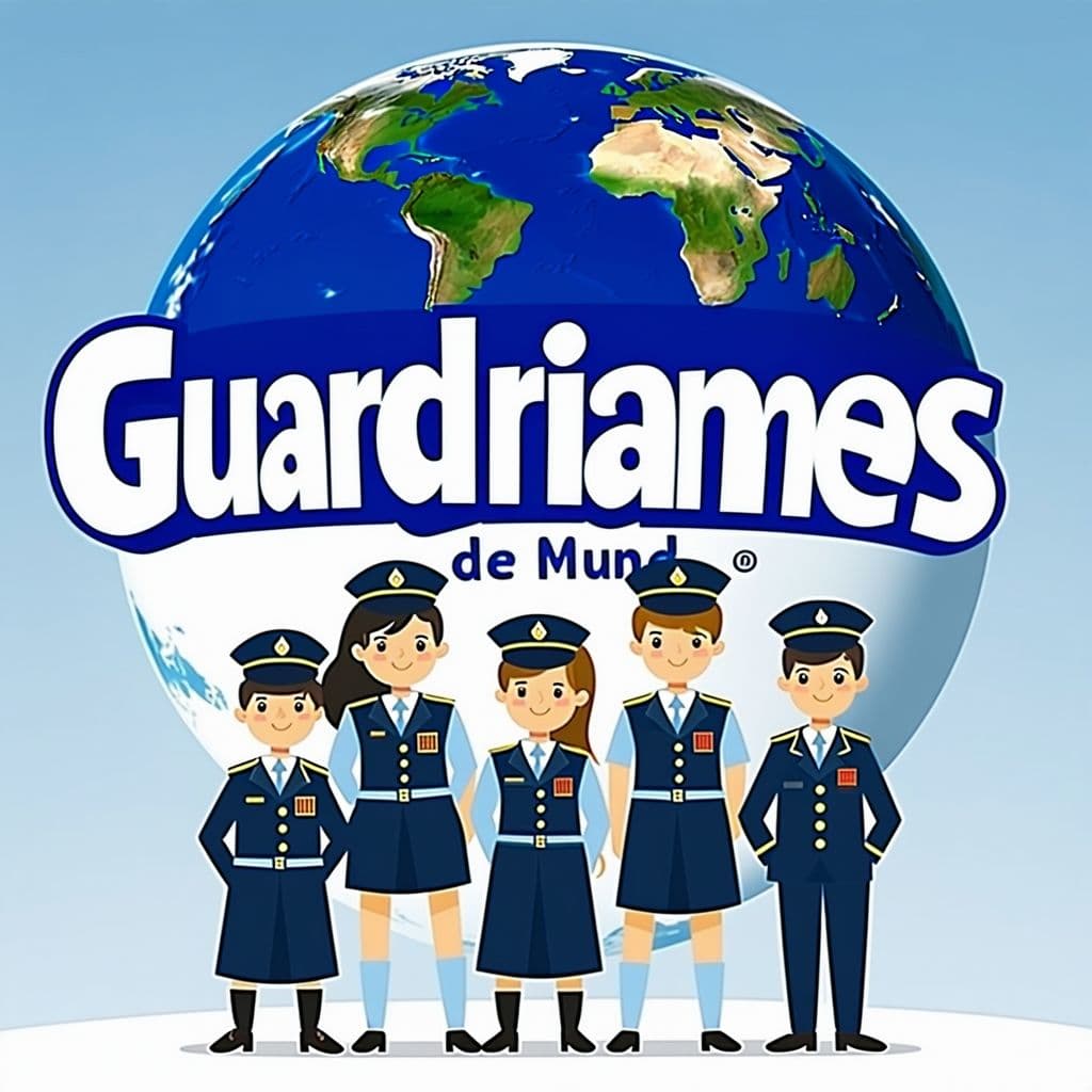 AI generated: Design an anagram logo specifically written "Guardianes de el Mundo." I want the world ball to appea...