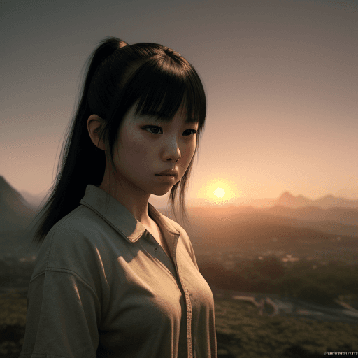 AI generated: Photo of a ultra realistic cute asian girl, dramatic light, pale sunrise, cinematic lighting, batter...