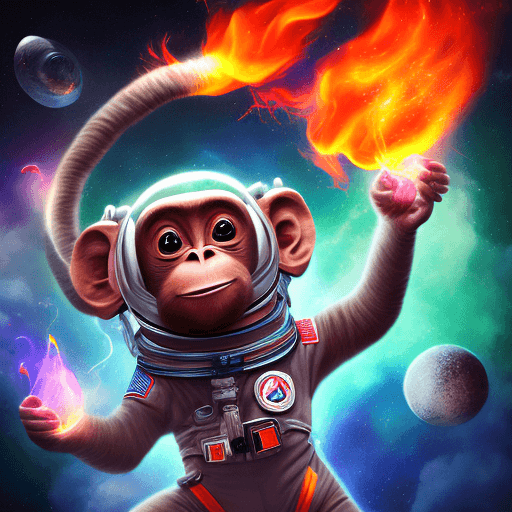 AI generated: hyper realistic beautiful and cute anthropomorphic female  space monkey astronaut with tail flow art...