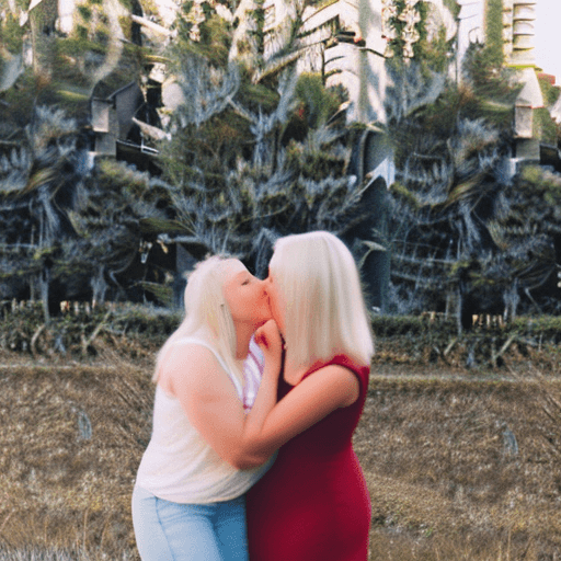 AI generated: two blonde moms kissing, country club