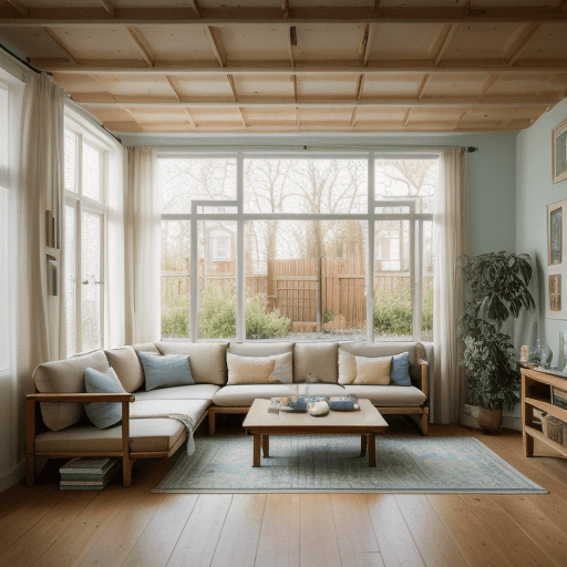 AI generated: High resolution photography interior design, dreamy sunken living room conversation pit, wooden floo...