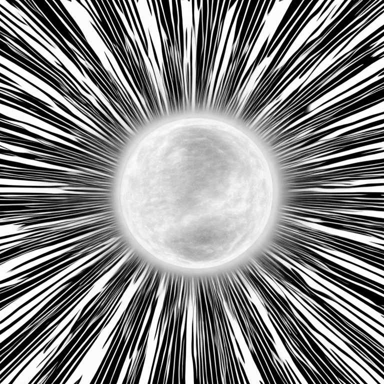 AI generated: realistic white sun planet on black background