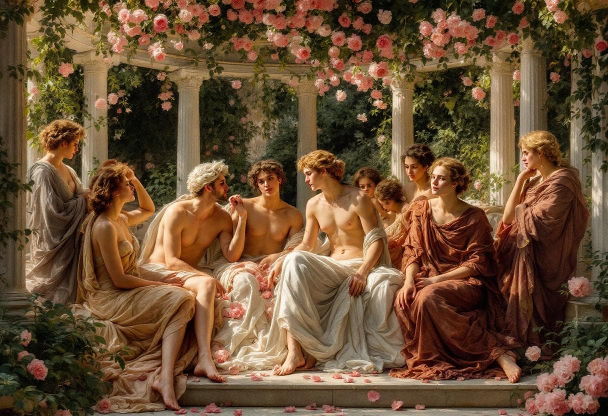 AI generated: (Masterpiece), ((“The Roses of Heliogabalus” by Lawrence Alma-Tadema, 1888)), inspired by the style ...
