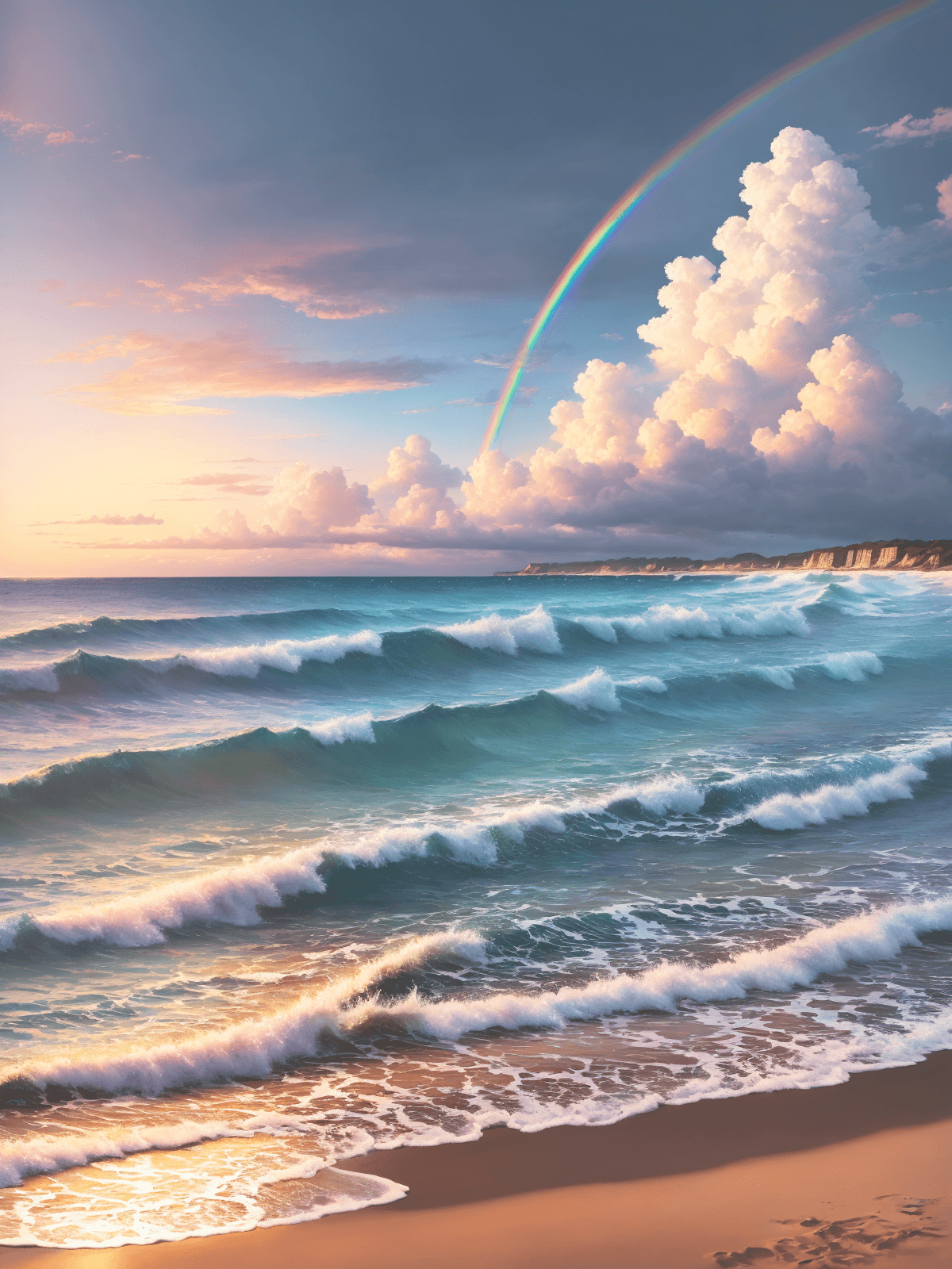 AI generated: A painting of an abstract ethereal beach rainbow light impressive skies --ar 3:2 --q 5 --c 100 --s 1...