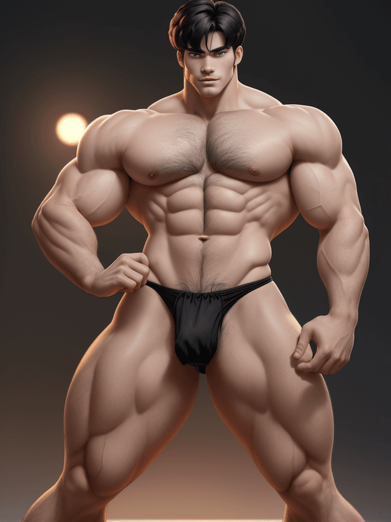 AI generated: Ranma 1/2, hairy caucasian complexion, muscular, athletic and big thighs, lean waist, handosme, tall...