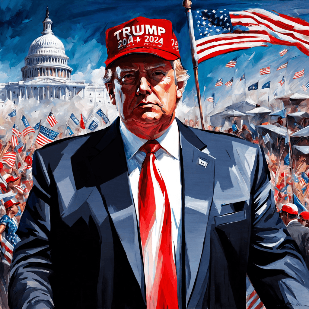 AI generated: Trump 2024!! ELECTION WINNER!! wearing a MAGA HAT!