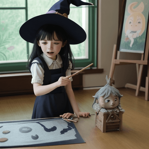 AI generated: Little Witch casting a wonderfull spell, Studio Ghibli, Niji Mode