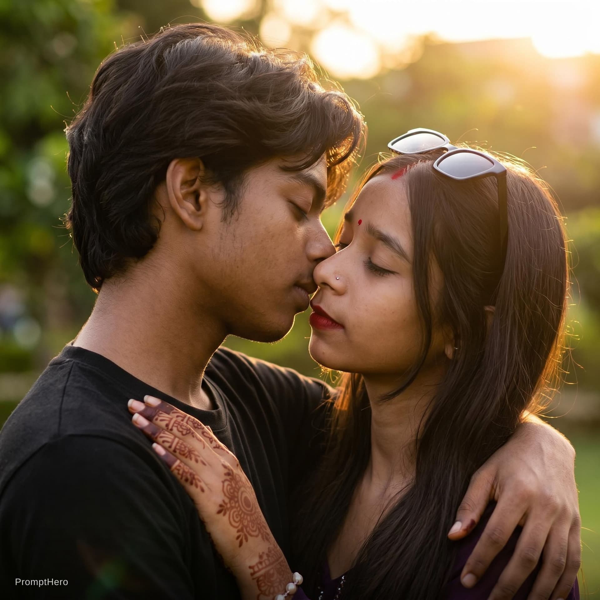 AI generated: Kissing hot of romantic couple 