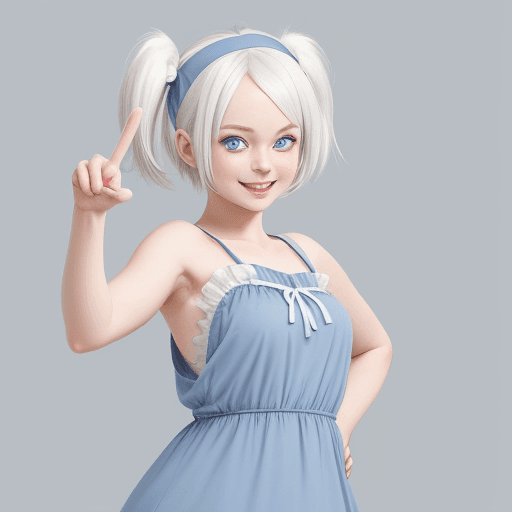 AI generated: Candid shot, anime one girl, cute and soft, white hair, short hair with long twin tails, blue eyes, ...