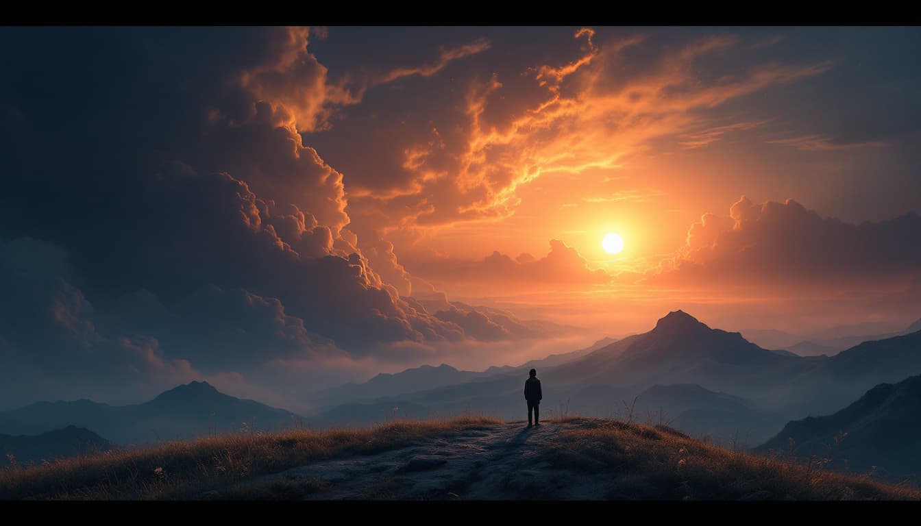 AI generated: Crie uma imagem de um solitário como uma nuvem num momento em que a noite se despede e o dia começa,...
