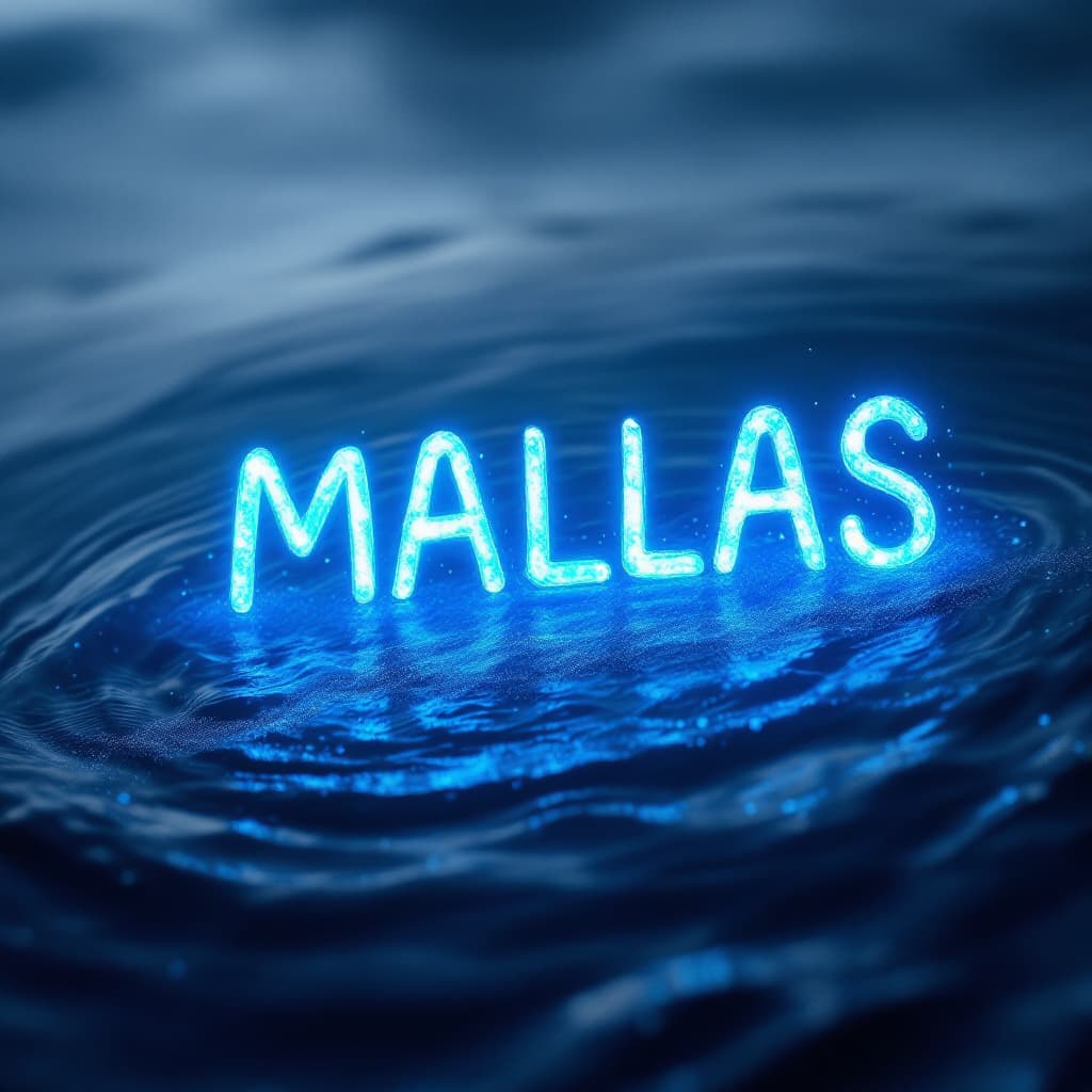 AI generated: escribir la palabra 2
 MALLAS
  bioluminiscente color azul en letra mayuscula modo estetico tranquil...