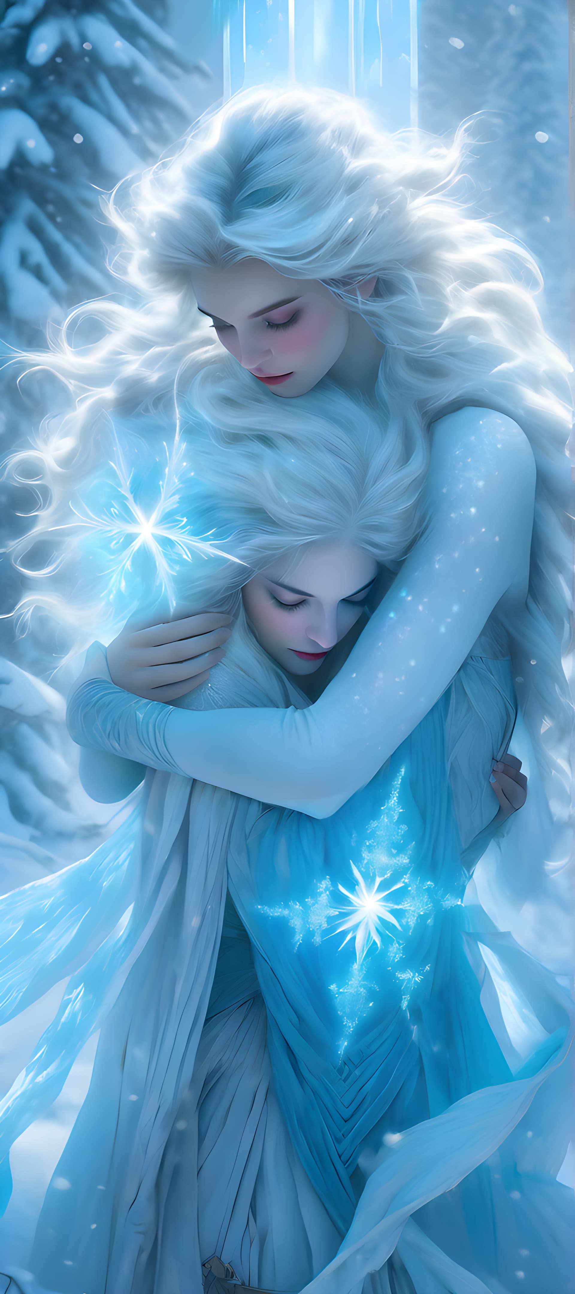 AI generated: Cosy mystery genre meets high fantasy in a top view depiction of Cold and Blizzard personified as tw...