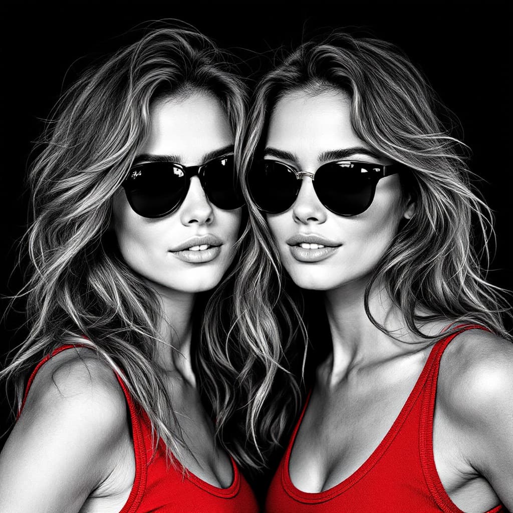 AI generated: a cinematic, high-contrast, black and white photography ,in a detailed, close-up of a stunning fashi...