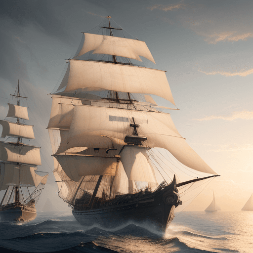 AI generated: Photo of a ultra realistic sailing ship, dramatic light, pale sunrise, cinematic lighting, battered,...