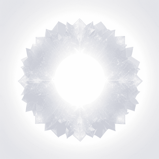 AI generated: a full white and ethereal background with a crystallized circle floating in the middle of the screen...