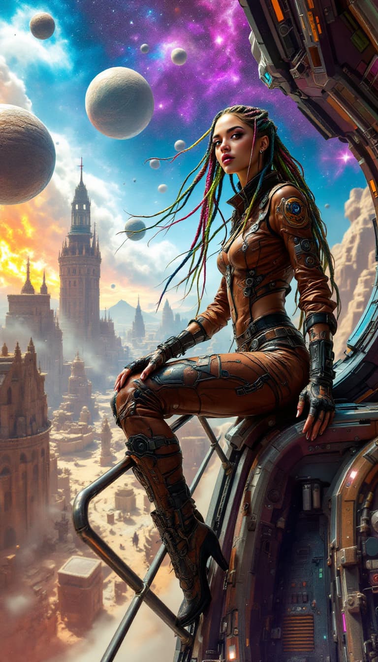 AI generated: A stunning, avant-garde interpretation of a Space Pirate, featuring a modern woman as a Space Pirate...