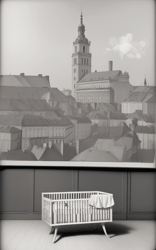 AI generated: Create an image that represents Marie Curie's birth in Warsaw, Poland in 1867. The city skyline with...