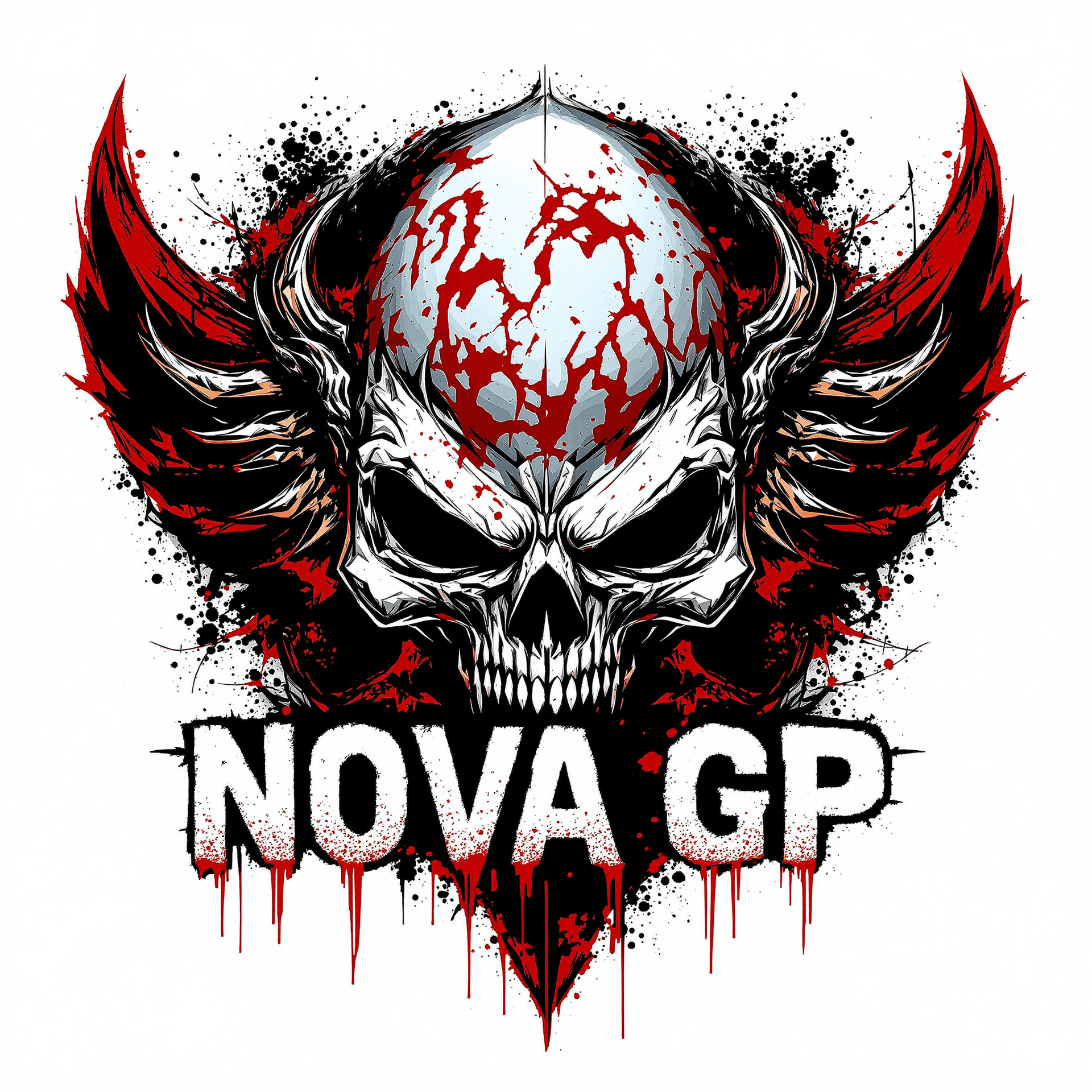 AI generated: create a bloody logo for my gaming group that called "NOVA GP"