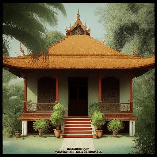 AI generated: indone house of indochine style, soft, filter, noise..