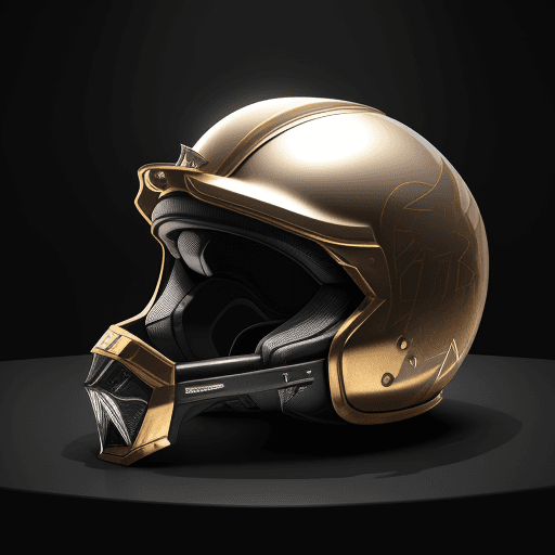 AI generated: helmet logo, stylized, metallic, hyper realistic, highly detailed, octane rendering, unreal engine 5...